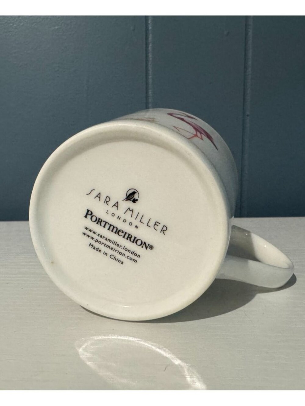 Sara Miller London Flamingo Mug Portmeirion Gold Rim Pink Bird Coffee Cup New - Picture 3 of 4